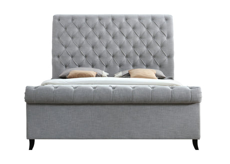 Kate Gray King Upholstered Sleigh Platform Bed by Crown Mark at Eve Furniture