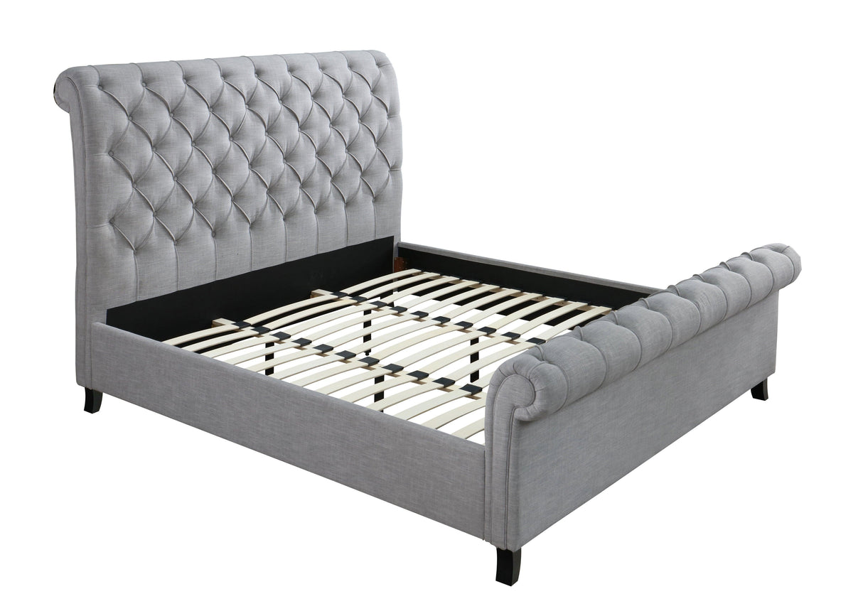 Kate Gray King Upholstered Sleigh Platform Bed by Crown Mark at Eve Furniture