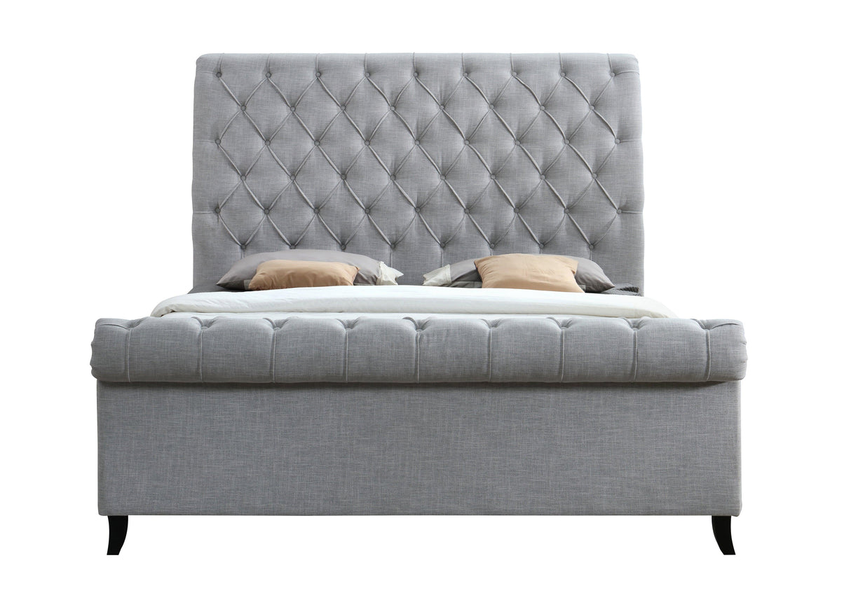 Kate Gray Queen Upholstered Sleigh Platform Bed by Crown Mark at Eve Furniture