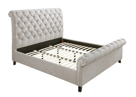 Kate Light Gray Tweed King Sleigh Platform Bed by Crown Mark at Eve Furniture