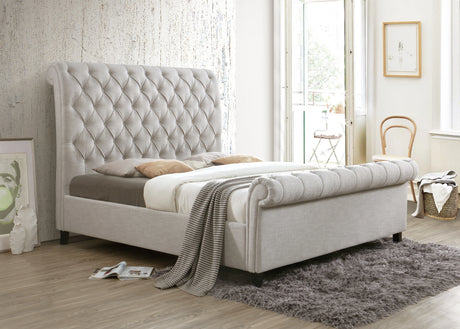 Kate Light Gray Tweed King Sleigh Platform Bed by Crown Mark at Eve Furniture