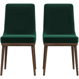 Kate Mid-Century Modern Dining Chair (Set of 2) Green Velvet