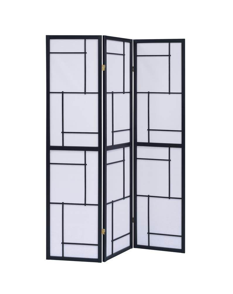 Katerina 3-Panel Folding Floor Screen Black/White