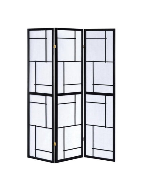 Katerina 3-Panel Folding Floor Screen Black/White