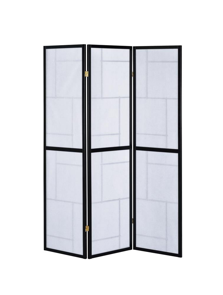 Katerina 3-Panel Folding Floor Screen Black/White