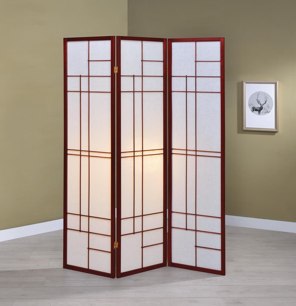 Katerina 3-Panel Folding Floor Screen White/Cherry