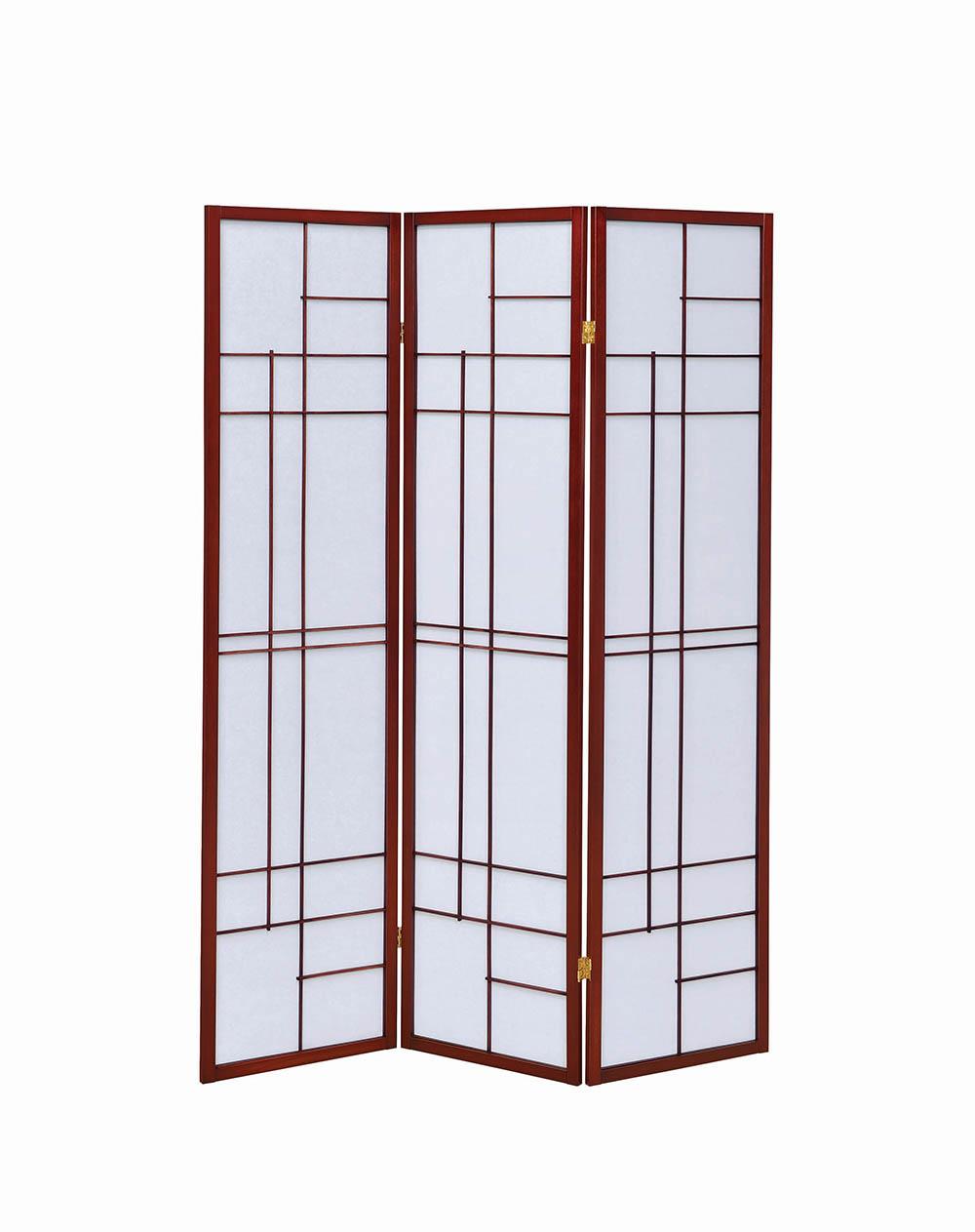 Katerina 3-Panel Folding Floor Screen White/Cherry