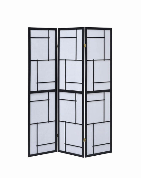 Katerina Black/White 3-Panel Folding Floor Screen by Coaster at Eve Furniture