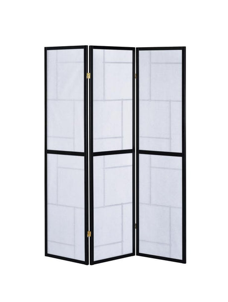 Katerina Black/White 3-Panel Folding Floor Screen by Coaster at Eve Furniture