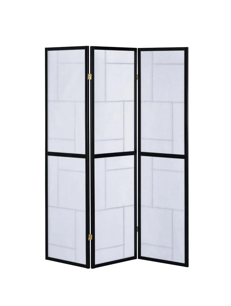 Katerina Black/White 3-Panel Folding Floor Screen by Coaster at Eve Furniture