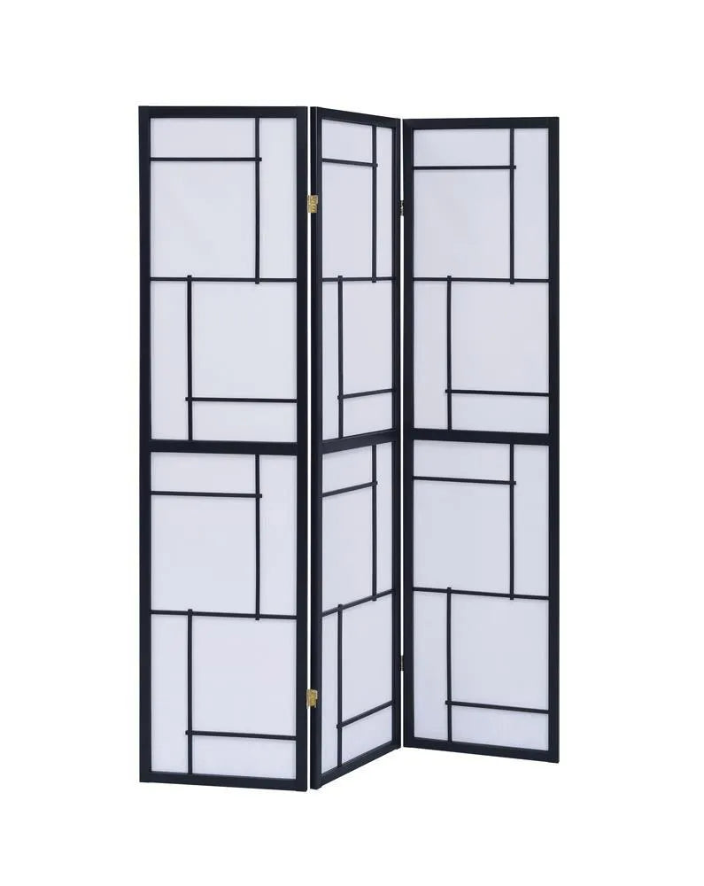 Katerina Black/White 3-Panel Folding Floor Screen by Coaster at Eve Furniture