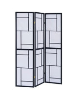 Katerina Black/White 3-Panel Folding Floor Screen by Coaster at Eve Furniture