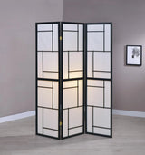 Katerina Black/White 3-Panel Folding Floor Screen by Coaster at Eve Furniture