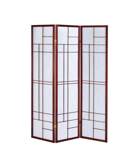 Katerina White/Cherry 3-Panel Folding Floor Screen by Coaster at Eve Furniture