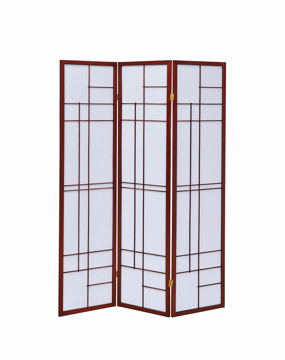 Katerina White/Cherry 3-Panel Folding Floor Screen by Coaster at Eve Furniture