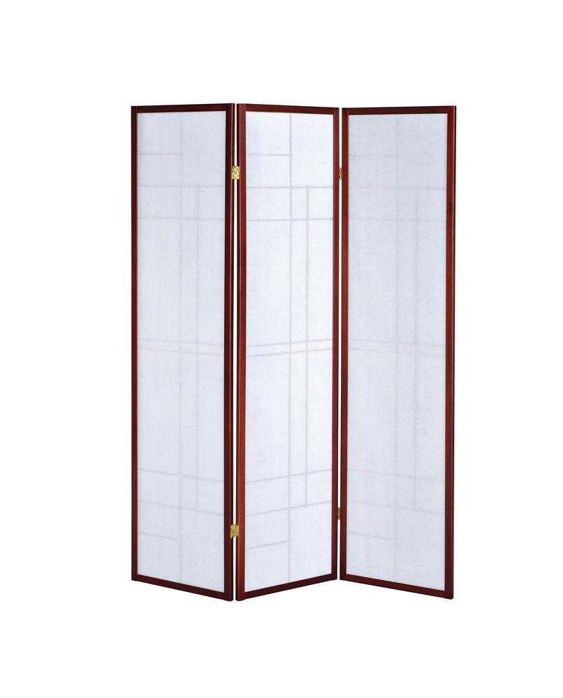 Katerina White/Cherry 3-Panel Folding Floor Screen by Coaster at Eve Furniture