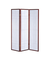 Katerina White/Cherry 3-Panel Folding Floor Screen by Coaster at Eve Furniture