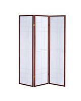 Katerina White/Cherry 3-Panel Folding Floor Screen by Coaster at Eve Furniture
