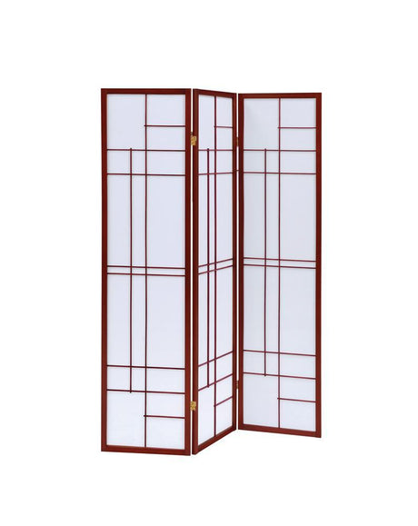 Katerina White/Cherry 3-Panel Folding Floor Screen by Coaster at Eve Furniture