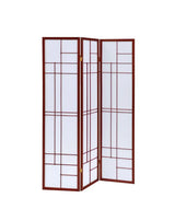 Katerina White/Cherry 3-Panel Folding Floor Screen by Coaster at Eve Furniture
