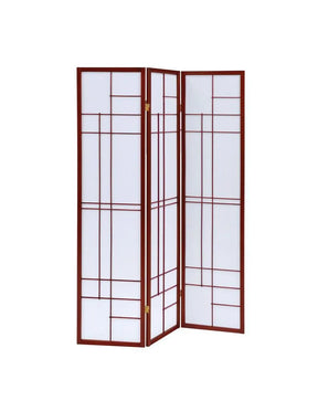 Katerina White/Cherry 3-Panel Folding Floor Screen by Coaster at Eve Furniture