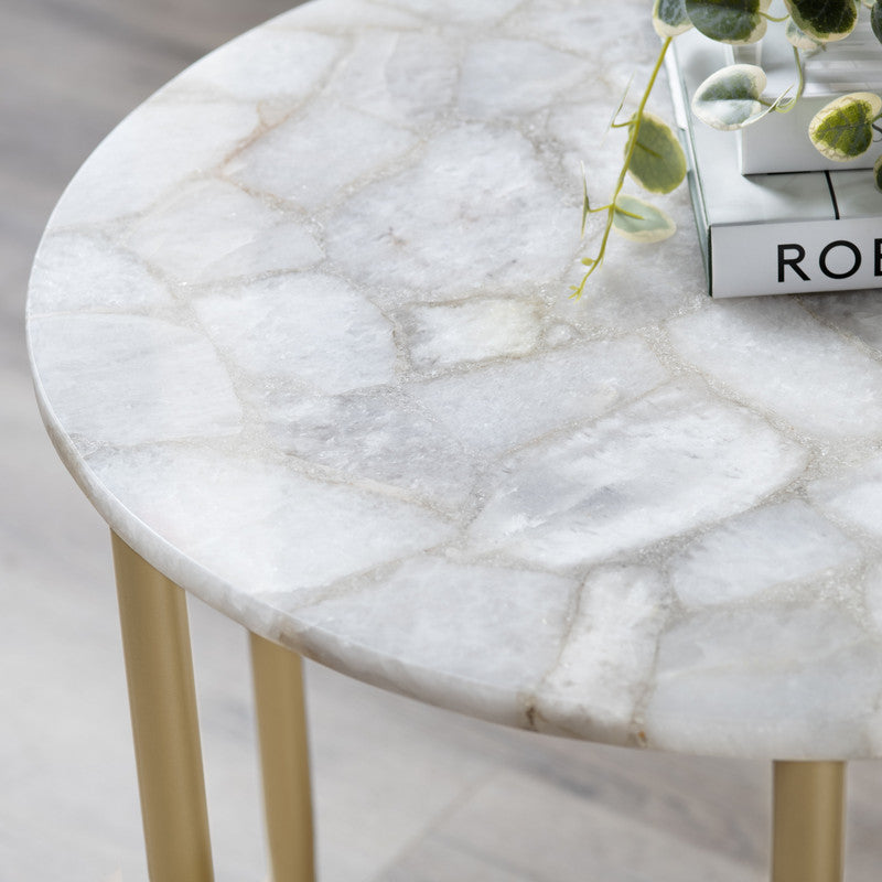 Katherine Gold/White Accent Table by Crestview at Eve Furniture