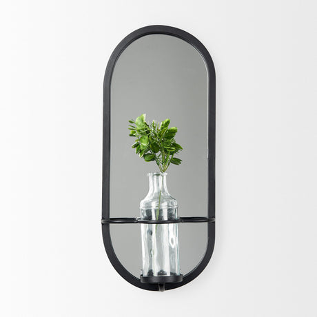 Katherine Wall Mounted Mirror w Glass Bottle for Botanicals or Floral by Mercana at Eve Furniture