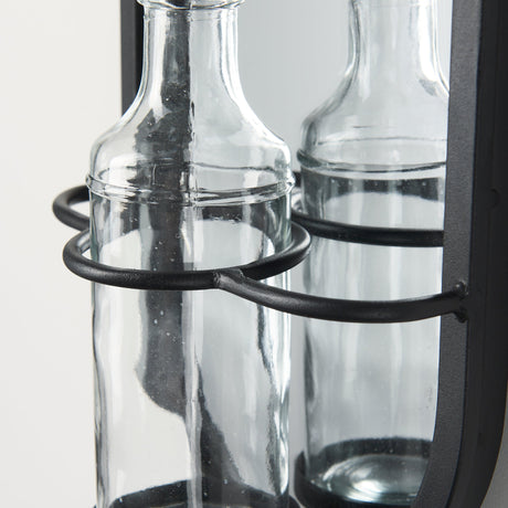 Katherine Wall Mounted Mirror w Glass Bottle for Botanicals or Floral by Mercana at Eve Furniture