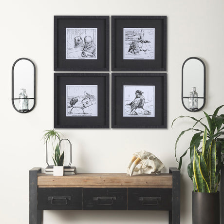 Katherine Wall Mounted Mirror w Glass Bottle for Botanicals or Floral by Mercana at Eve Furniture