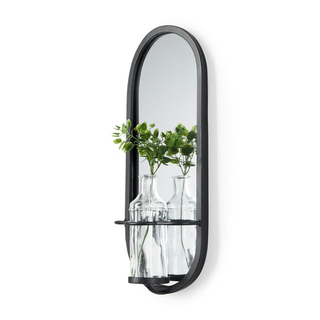 Katherine Wall Mounted Mirror w Glass Bottle for Botanicals or Floral by Mercana at Eve Furniture