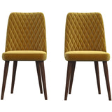 Katie Mid-Century Modern Velvet Dining Chair (Set of 2) Dark Yellow