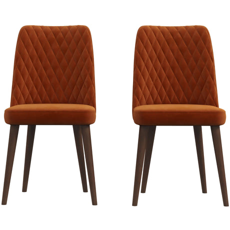 Katie Mid-Century Modern Velvet Dining Chair (Set of 2) Dark Yellow