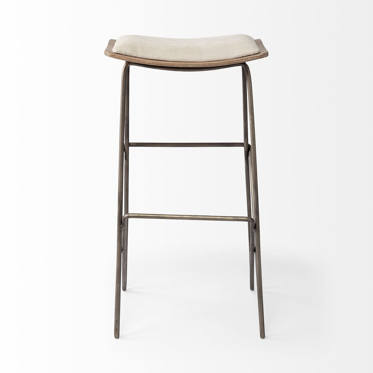Katniss 30" Total Height Cream Fabric Seat Gold Metal Frame Bar Stool by Mercana at Eve Furniture