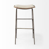 Katniss 30" Total Height Cream Fabric Seat Gold Metal Frame Bar Stool by Mercana at Eve Furniture
