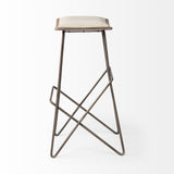 Katniss 30" Total Height Cream Fabric Seat Gold Metal Frame Bar Stool by Mercana at Eve Furniture