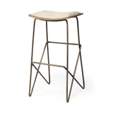 Katniss 30" Total Height Cream Fabric Seat Gold Metal Frame Bar Stool by Mercana at Eve Furniture
