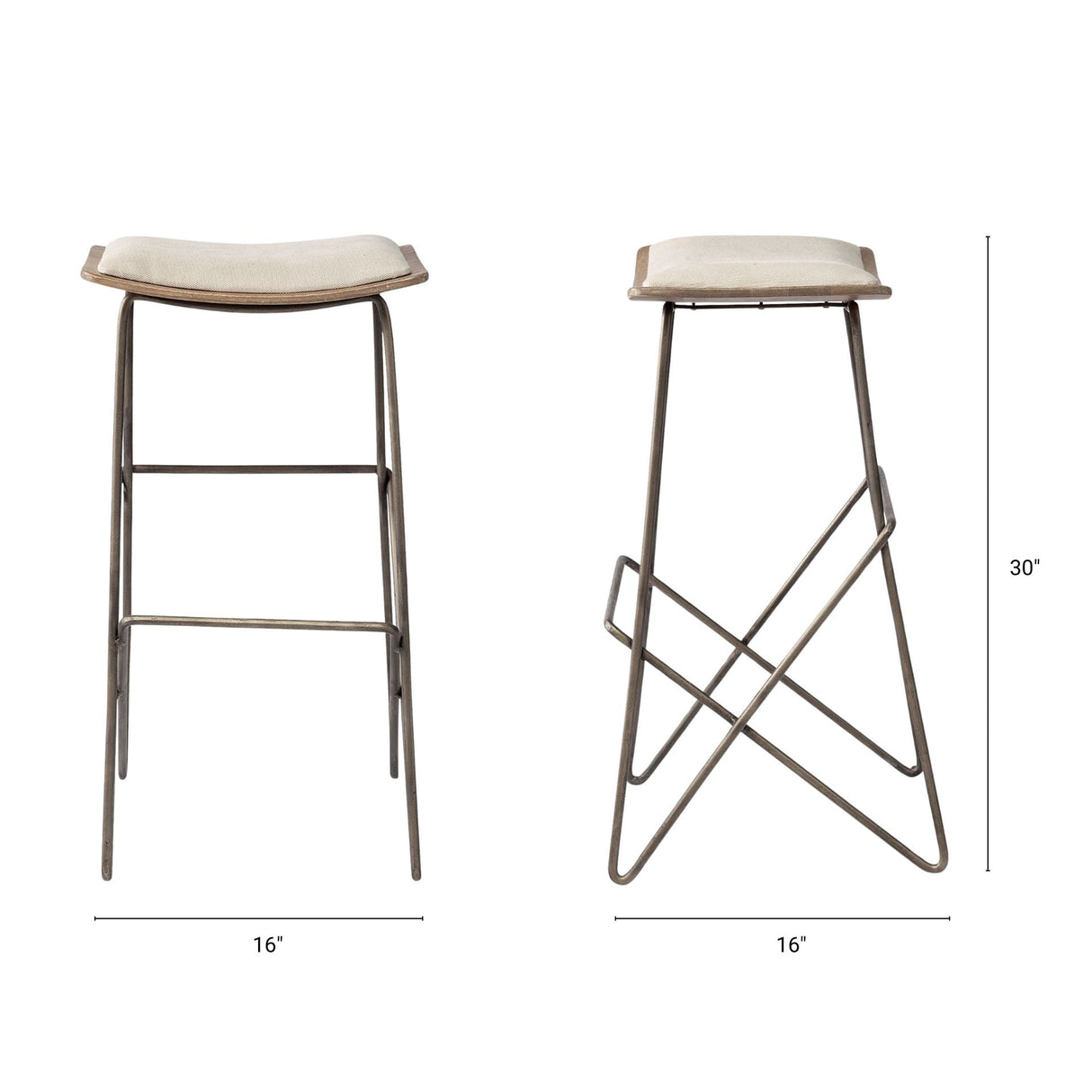 Katniss Cream Fabric Seat Gold Metal Frame Bar Stool by Mercana at Eve Furniture