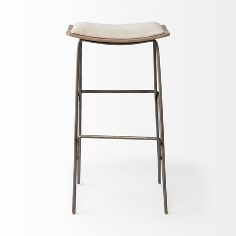 Katniss Cream Fabric Seat Gold Metal Frame Bar Stool by Mercana at Eve Furniture