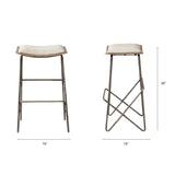 Katniss Cream Fabric Seat Gold Metal Frame Counter Stool by Mercana at Eve Furniture