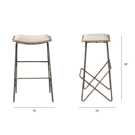 Katniss Cream Fabric Seat Gold Metal Frame Counter Stool by Mercana at Eve Furniture