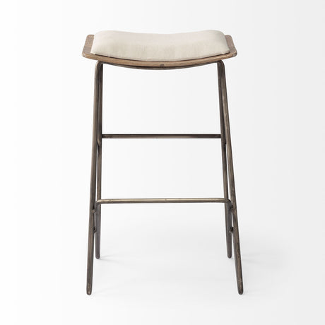 Katniss Cream Fabric Seat Gold Metal Frame Counter Stool by Mercana at Eve Furniture