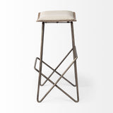 Katniss Cream Fabric Seat Gold Metal Frame Counter Stool by Mercana at Eve Furniture