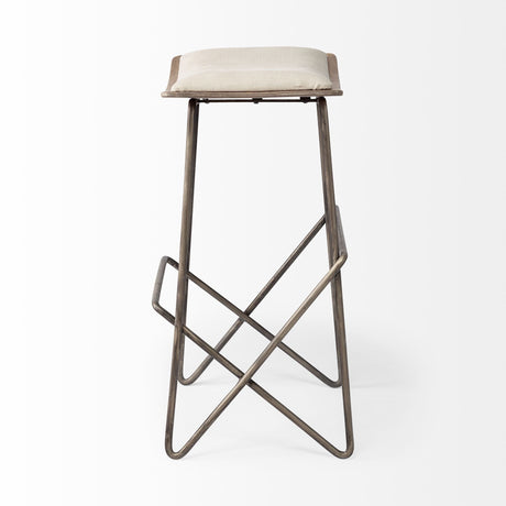 Katniss Cream Fabric Seat Gold Metal Frame Counter Stool by Mercana at Eve Furniture