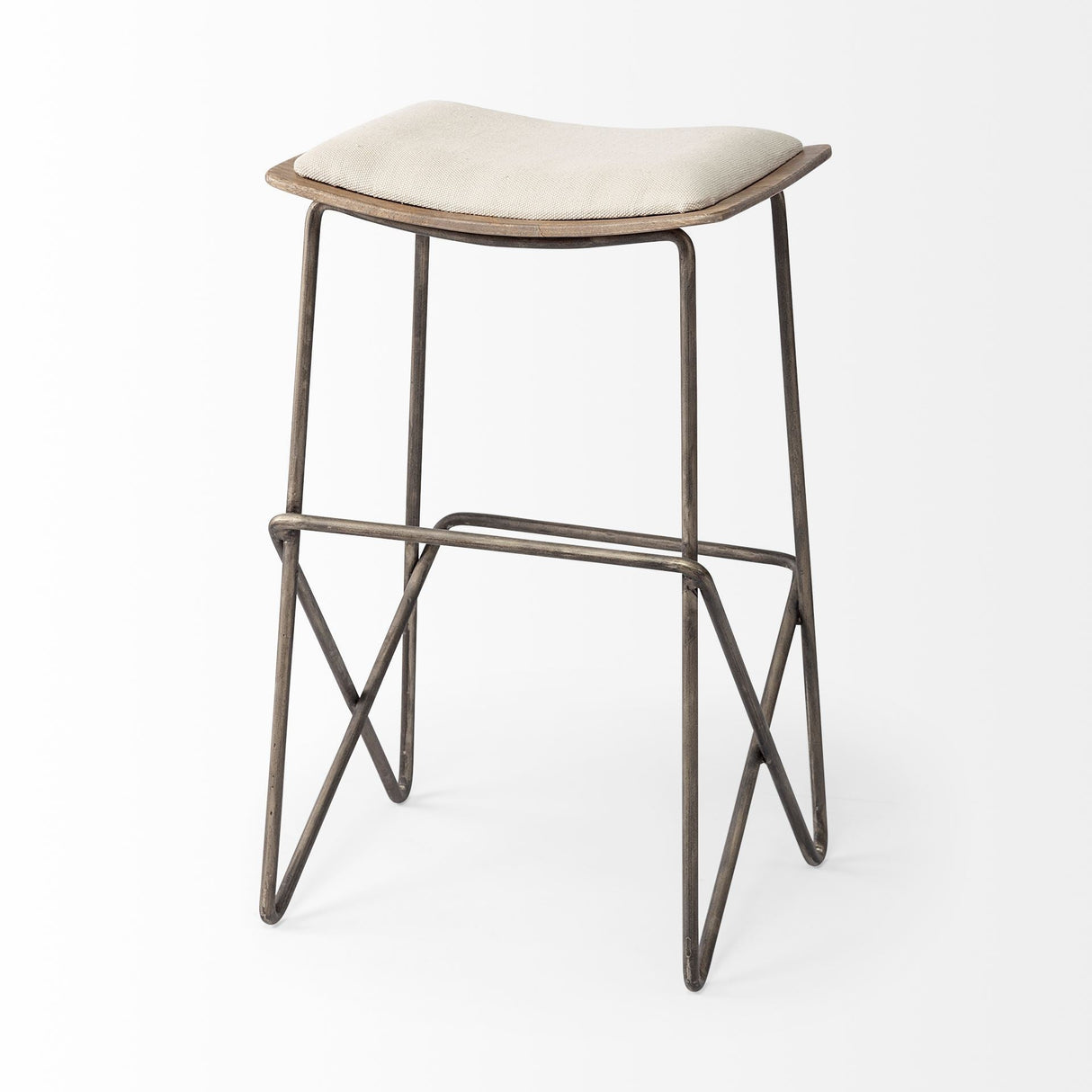 Katniss Cream Fabric Seat Gold Metal Frame Counter Stool by Mercana at Eve Furniture
