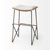 Katniss Cream Fabric Seat Gold Metal Frame Counter Stool by Mercana at Eve Furniture