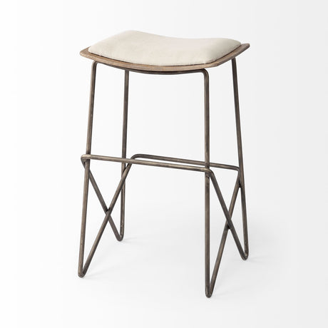 Katniss Cream Fabric Seat Gold Metal Frame Counter Stool by Mercana at Eve Furniture