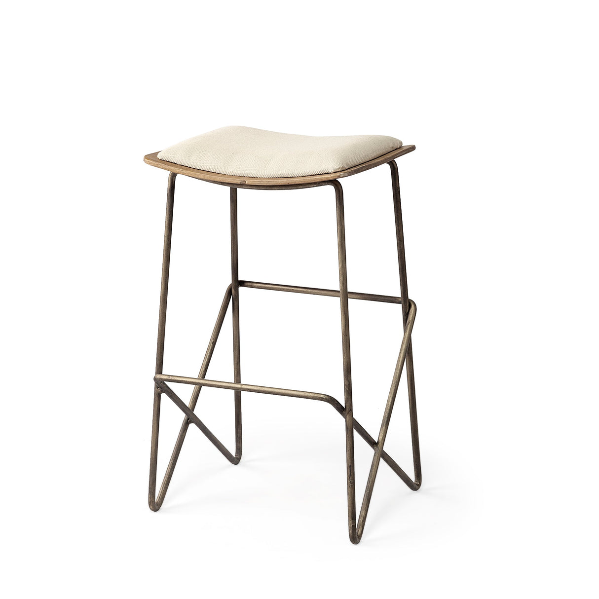 Katniss Cream Fabric Seat Gold Metal Frame Counter Stool by Mercana at Eve Furniture