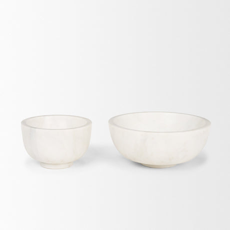 Katora Small Premium Solid White Marble Bowl by Mercana at Eve Furniture