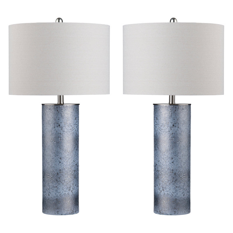Katz Blue/Oatmeal Cylinder Table Lamp (Set of 2) by Crestview at Eve Furniture