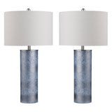 Katz Blue/Oatmeal Cylinder Table Lamp (Set of 2) by Crestview at Eve Furniture